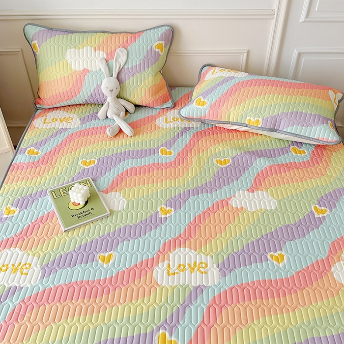 91家纺网 家纺一手货源 找家纺 纽缦 2023新款乳胶床裙四件套 彩虹星空-紫