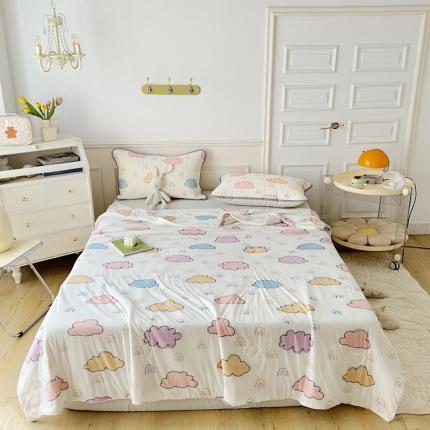 纽缦 2023新款乳胶床裙四件套 彩云