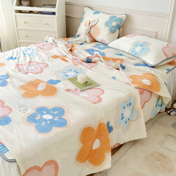 91家纺网 家纺一手货源 找家纺 纽缦 2023新款乳胶床裙四件套 春暖花语