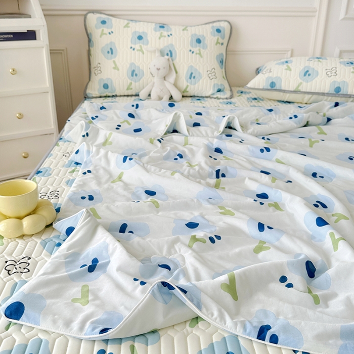 91家纺网 家纺一手货源 找家纺 纽缦 2023新款乳胶床裙四件套 蝶恋-兰