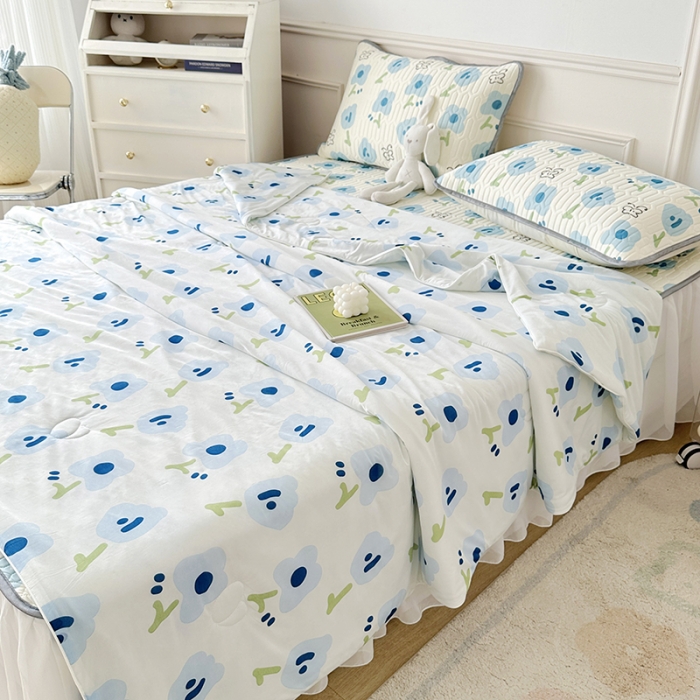 91家纺网 家纺一手货源 找家纺 纽缦 2023新款乳胶床裙四件套 蝶恋-兰