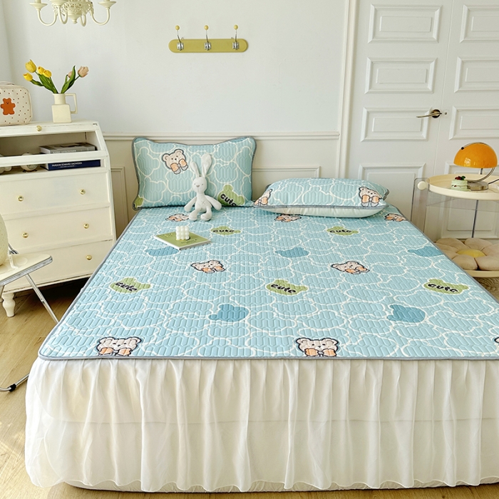 91家纺网 家纺一手货源 找家纺 纽缦 2023新款乳胶床裙四件套 蝴蝶熊