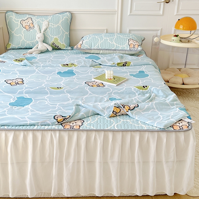 91家纺网 家纺一手货源 找家纺 纽缦 2023新款乳胶床裙四件套 蝴蝶熊