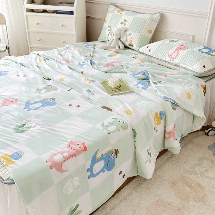 91家纺网 家纺一手货源 找家纺 纽缦 2023新款乳胶床裙四件套 恐龙假期