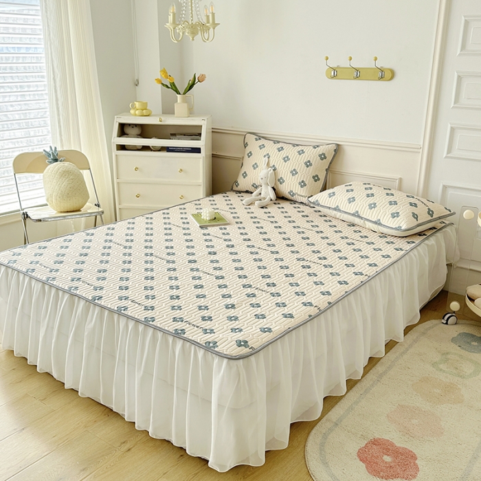 91家纺网 家纺一手货源 找家纺 纽缦 2023新款乳胶床裙四件套 灵动-卡其