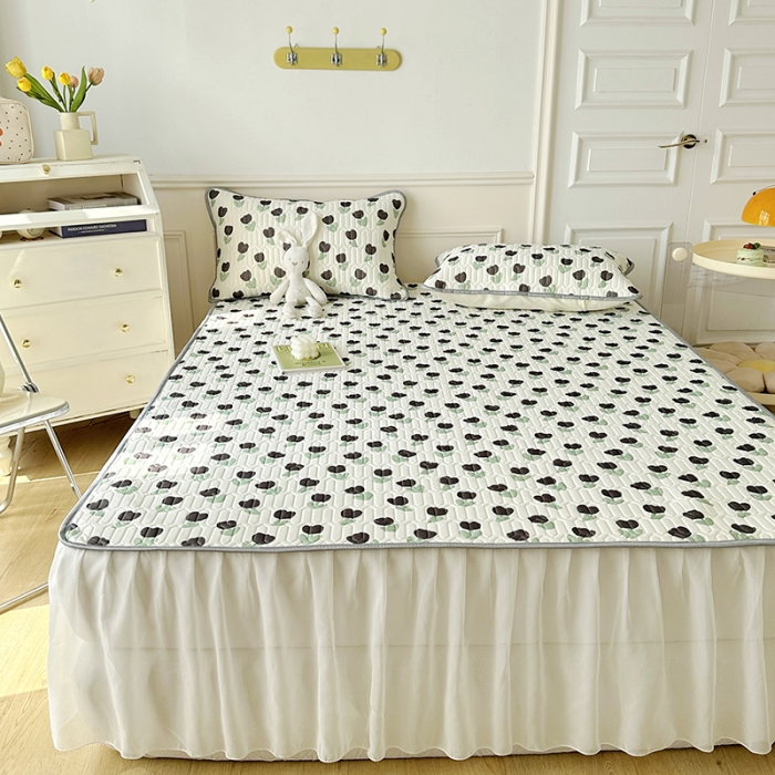 91家纺网 家纺一手货源 找家纺 纽缦 2023新款乳胶床裙四件套 浅夏-白