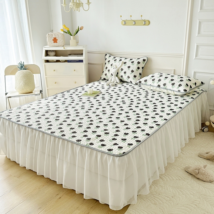 91家纺网 家纺一手货源 找家纺 纽缦 2023新款乳胶床裙四件套 浅夏-白