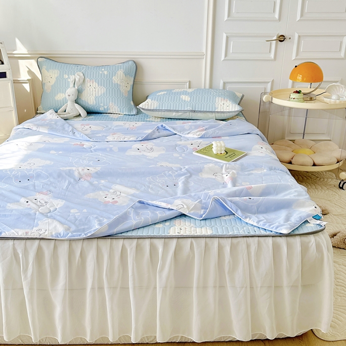 91家纺网 家纺一手货源 找家纺 纽缦 2023新款乳胶床裙四件套 小飞象