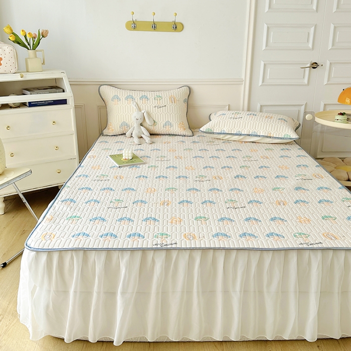 91家纺网 家纺一手货源 找家纺 纽缦 2023新款乳胶床裙四件套 小蘑菇