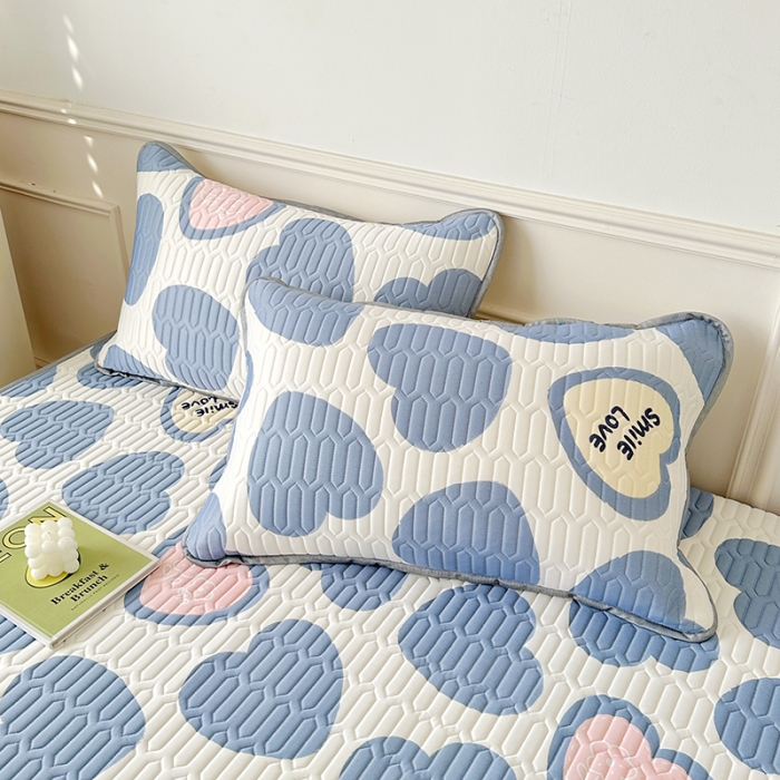 91家纺网 家纺一手货源 找家纺 纽缦 2023新款乳胶床裙四件套 心愿-蓝