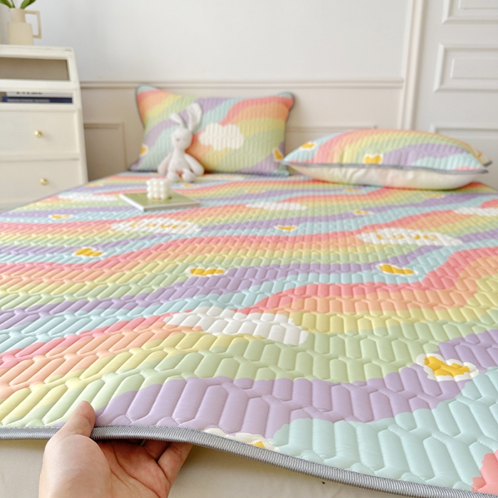 91家纺网 家纺一手货源 找家纺 纽缦 2023新款乳胶床单四件套 彩虹星空-紫