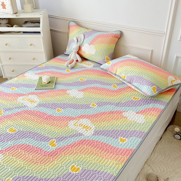 91家纺网 家纺一手货源 找家纺 纽缦 2023新款乳胶床单四件套 彩虹星空-紫