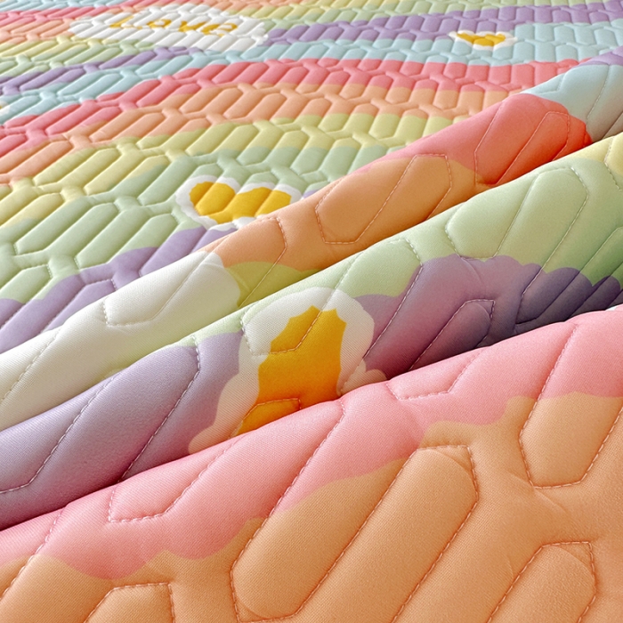 91家纺网 家纺一手货源 找家纺 纽缦 2023新款乳胶床单四件套 彩虹星空-紫