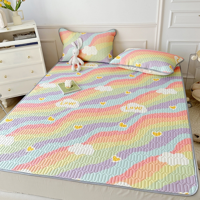 91家纺网 家纺一手货源 找家纺 纽缦 2023新款乳胶床单四件套 彩虹星空-紫