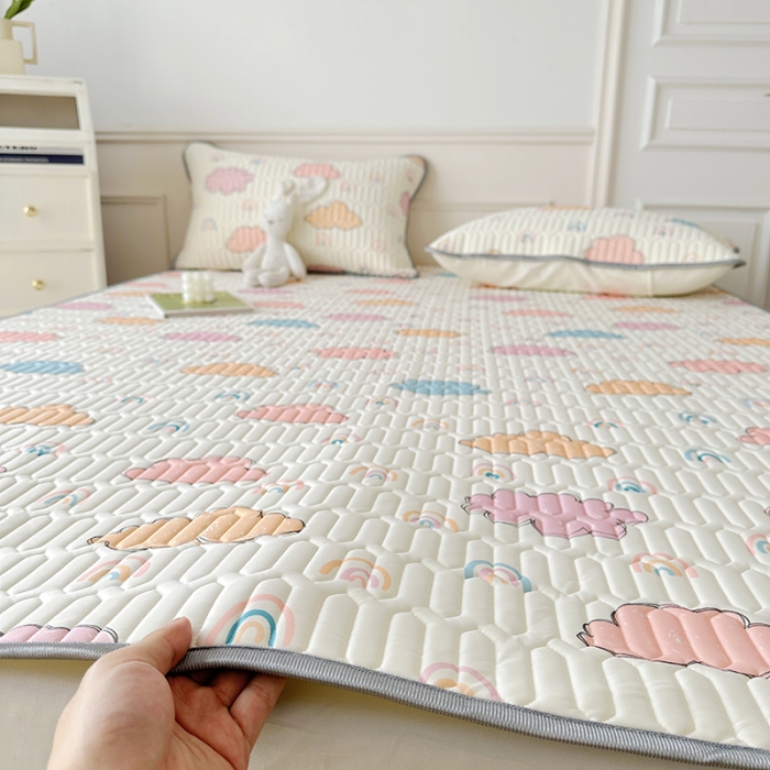 91家纺网 家纺一手货源 找家纺 纽缦 2023新款乳胶床单四件套 彩云