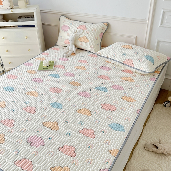 91家纺网 家纺一手货源 找家纺 纽缦 2023新款乳胶床单四件套 彩云