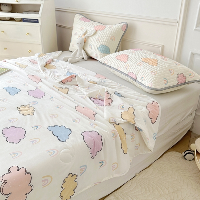 91家纺网 家纺一手货源 找家纺 纽缦 2023新款乳胶床单四件套 彩云