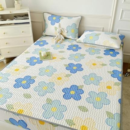 91家纺网 家纺一手货源 找家纺 纽缦 乳胶床笠三件套 花季-白蓝