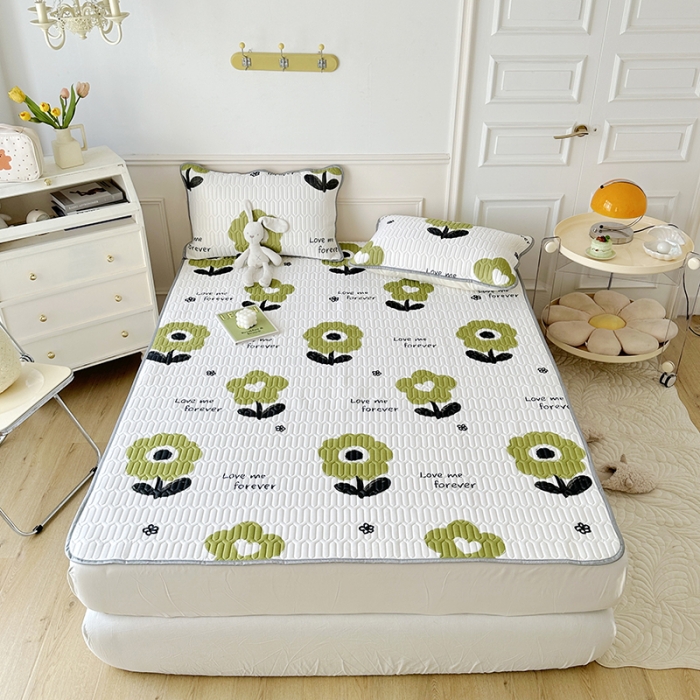 91家纺网 家纺一手货源 找家纺 纽缦 2023新款乳胶床单四件套 花语-绿