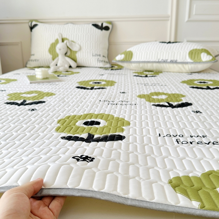 91家纺网 家纺一手货源 找家纺 纽缦 2023新款乳胶床单四件套 花语-绿