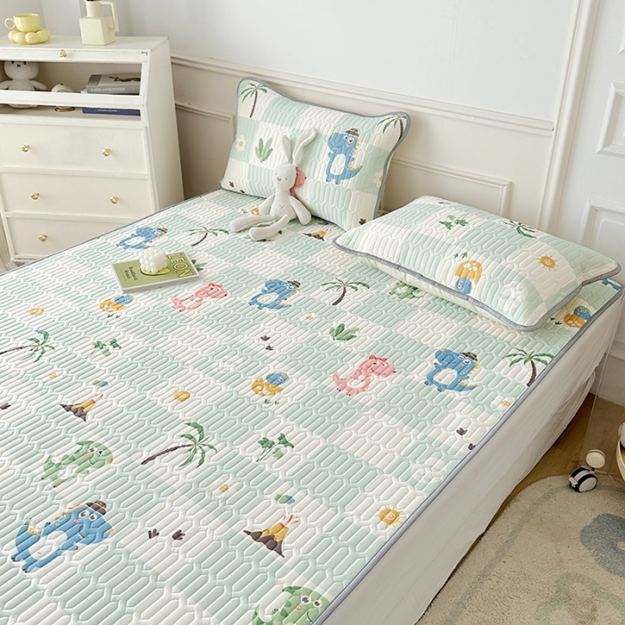 91家纺网 家纺一手货源 找家纺 纽缦 2023新款乳胶床单四件套 恐龙假期