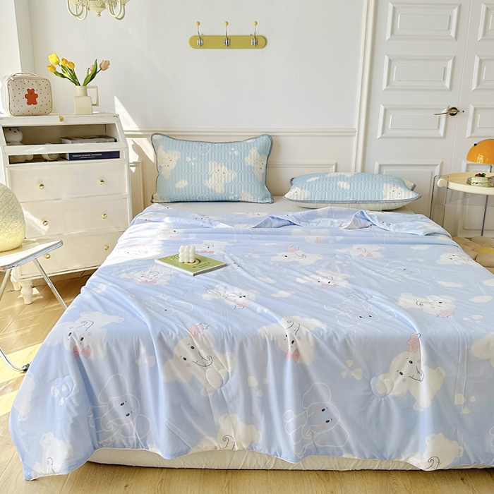 91家纺网 家纺一手货源 找家纺 纽缦 2023新款乳胶床单四件套 小飞象