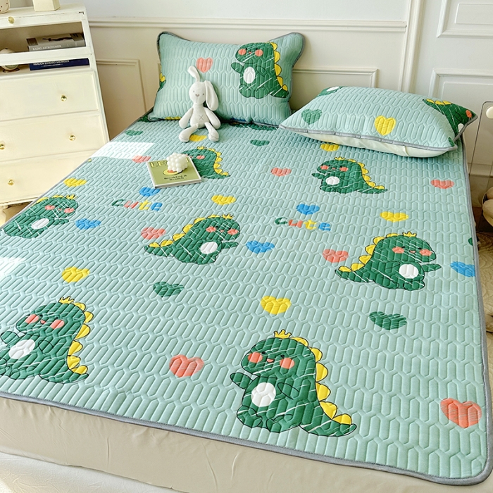 91家纺网 家纺一手货源 找家纺 纽缦 2023新款乳胶床单四件套 小恐龙-绿