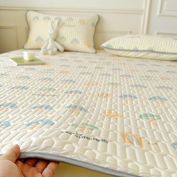 91家纺网 家纺一手货源 找家纺 纽缦 2023新款乳胶床单四件套 小蘑菇