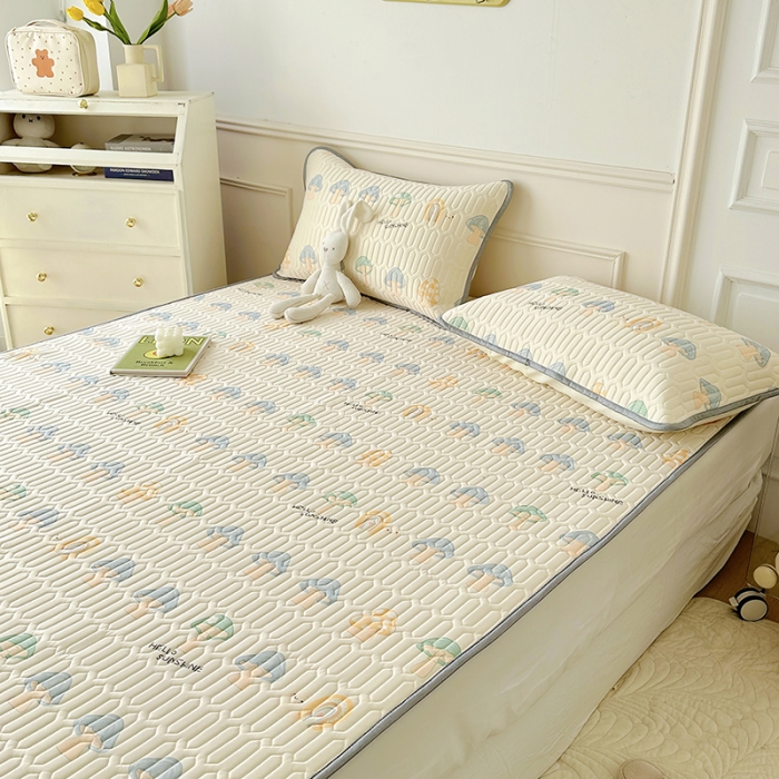 91家纺网 家纺一手货源 找家纺 纽缦 2023新款乳胶床单四件套 小蘑菇