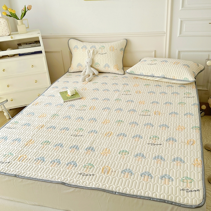 91家纺网 家纺一手货源 找家纺 纽缦 2023新款乳胶床单四件套 小蘑菇