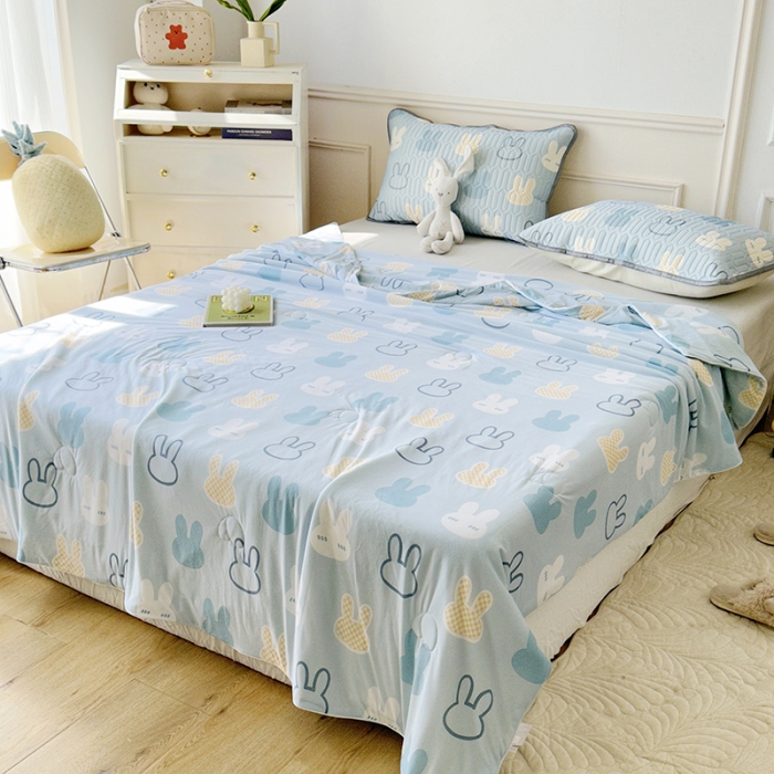 91家纺网 家纺一手货源 找家纺 纽缦 2023新款乳胶床单四件套 小兔出没