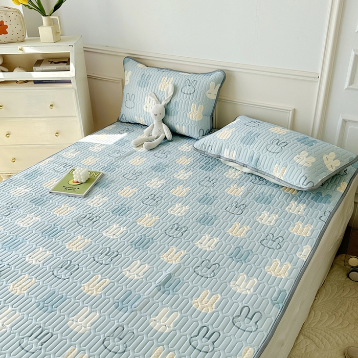 91家纺网 家纺一手货源 找家纺 纽缦 2023新款乳胶床单四件套 小兔出没