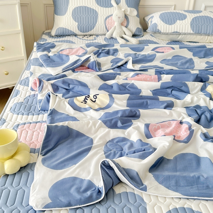 91家纺网 家纺一手货源 找家纺 纽缦 2023新款乳胶床单四件套 心愿-蓝