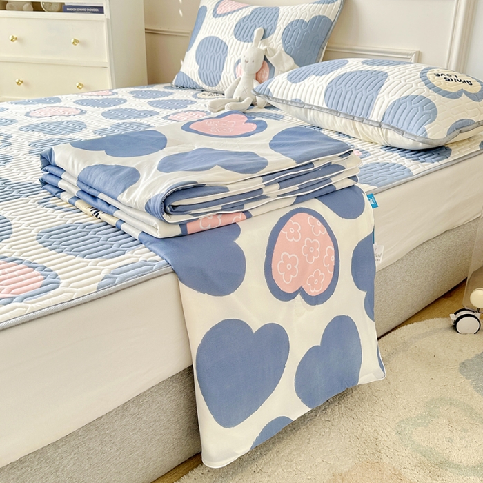 91家纺网 家纺一手货源 找家纺 纽缦 2023新款乳胶床单四件套 心愿-蓝