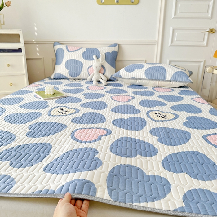 91家纺网 家纺一手货源 找家纺 纽缦 2023新款乳胶床单四件套 心愿-蓝