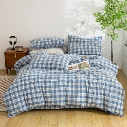 91家纺网 家纺一手货源 找家纺 （总）柠萌家居 2023年新款无印风格A类全棉色织水洗棉四件套