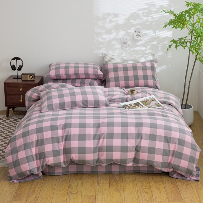 91家纺网 家纺一手货源 找家纺 （总）柠萌家居 2023年新款无印风格A类全棉色织水洗棉四件套