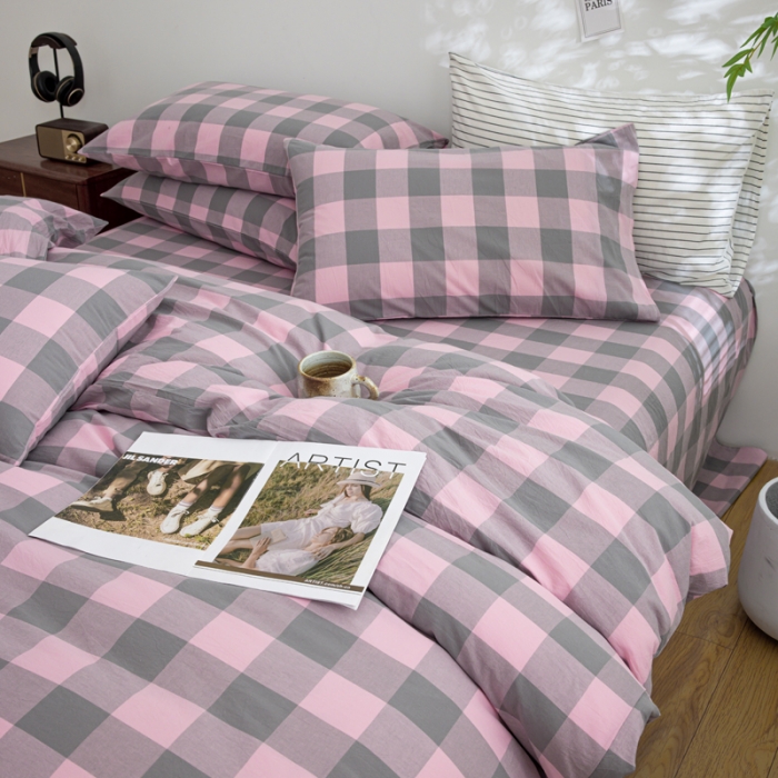 91家纺网 家纺一手货源 找家纺 （总）柠萌家居 2023年新款无印风格A类全棉色织水洗棉四件套