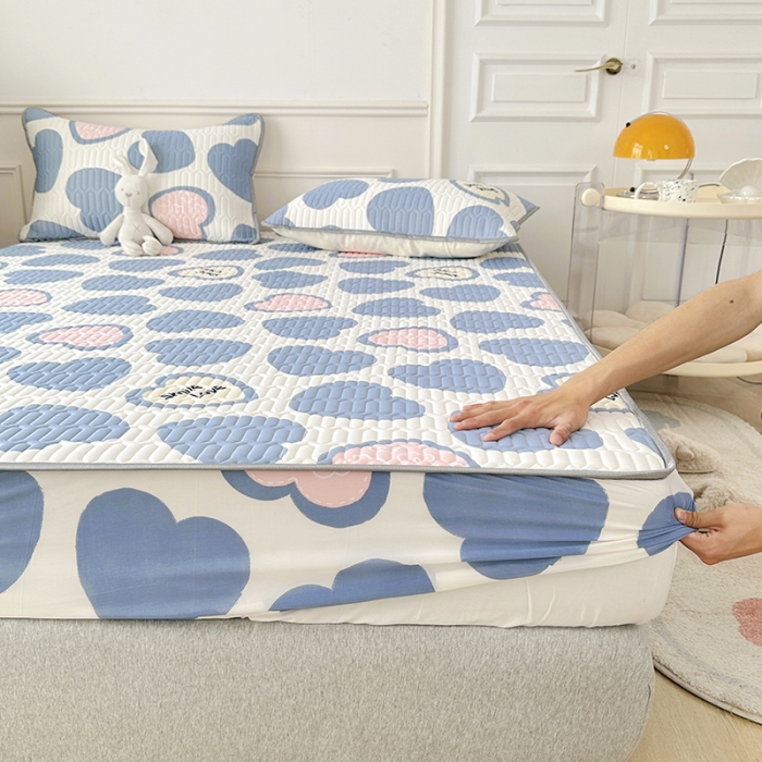 91家纺网 家纺一手货源 找家纺 纽缦 乳胶床笠三件套 心愿-蓝