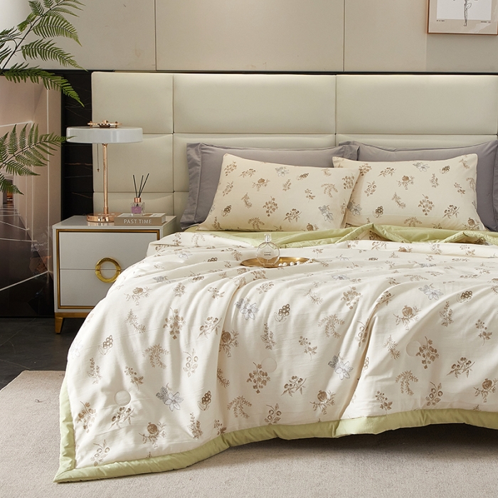 91家纺网 家纺一手货源 找家纺 2025新款水洗棉麻印花夏凉被 夏影