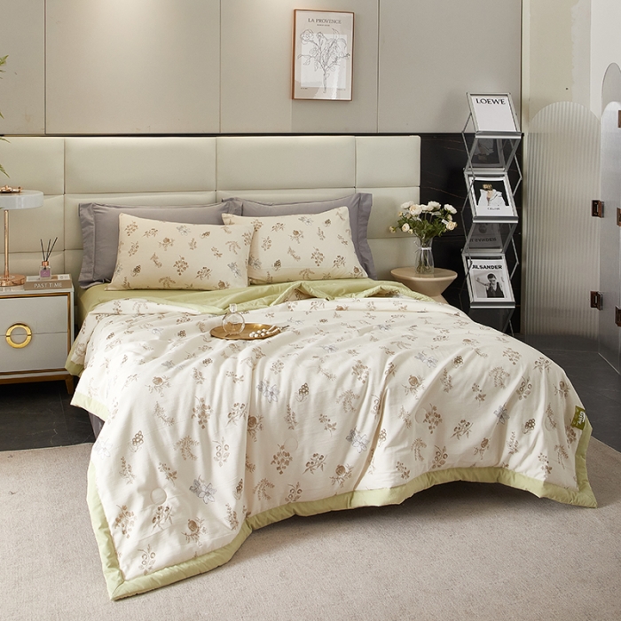 91家纺网 家纺一手货源 找家纺 2025新款水洗棉麻印花夏凉被 夏影