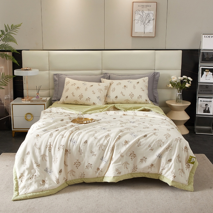 91家纺网 家纺一手货源 找家纺 2025新款水洗棉麻印花夏凉被 夏影