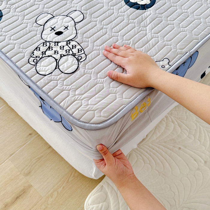 91家纺网 家纺一手货源 找家纺 纽缦 乳胶床笠三件套 暴力熊-灰