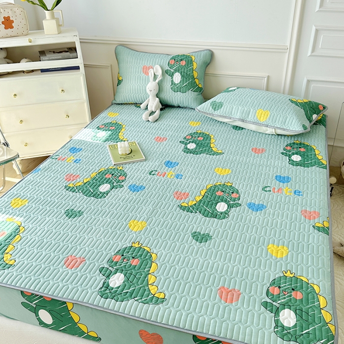 91家纺网 家纺一手货源 找家纺 纽缦 乳胶床笠三件套 小恐龙-绿