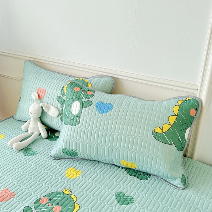 91家纺网 家纺一手货源 找家纺 纽缦 乳胶床笠三件套 小恐龙-绿