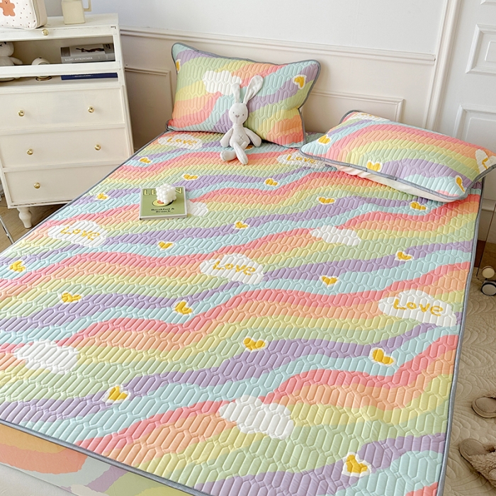 91家纺网 家纺一手货源 找家纺 纽缦 乳胶床笠三件套 彩虹星空-紫