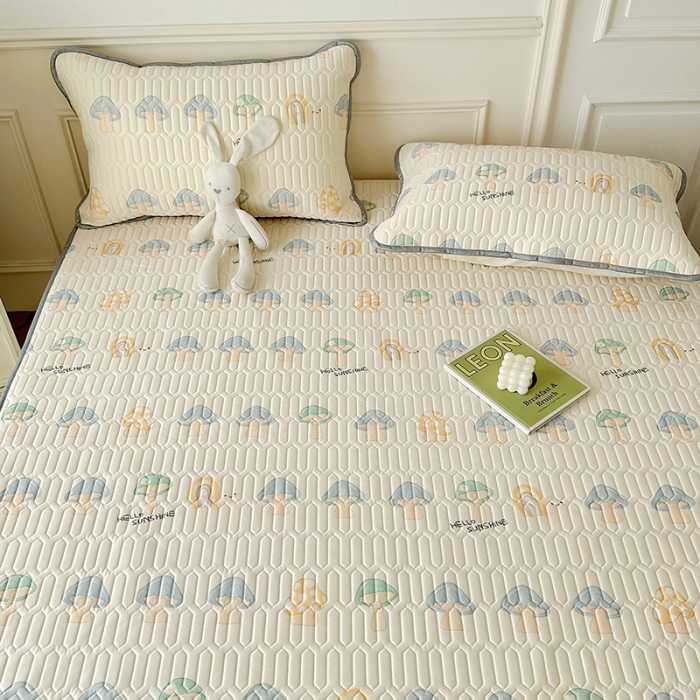 91家纺网 家纺一手货源 找家纺 纽缦 乳胶床笠三件套 小蘑菇