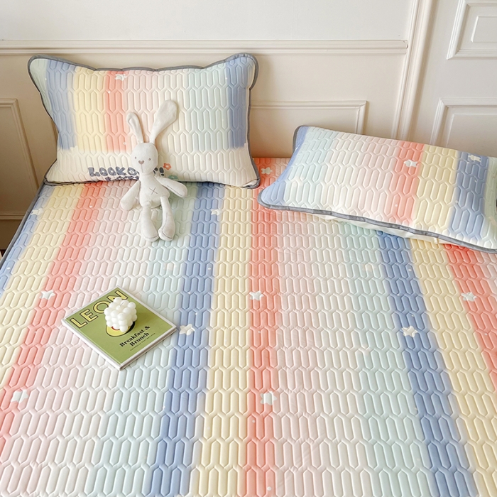 91家纺网 家纺一手货源 找家纺 纽缦 乳胶床笠三件套 彩虹语