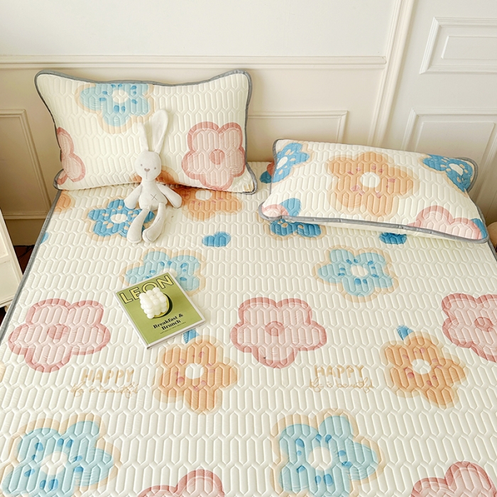 91家纺网 家纺一手货源 找家纺 纽缦 乳胶床笠三件套 春暖花语