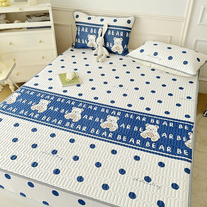 91家纺网 家纺一手货源 找家纺 纽缦 乳胶床笠三件套 萌小熊-蓝